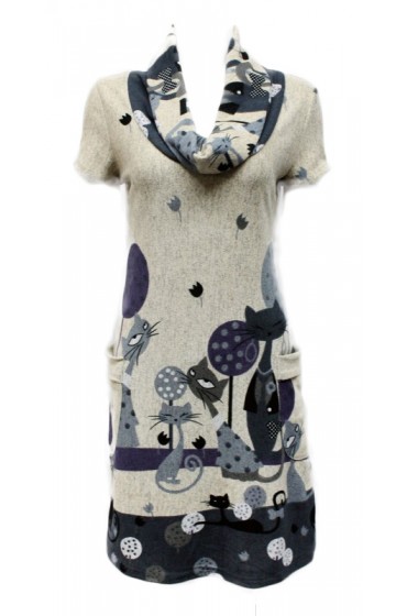 Lazy Cats Cowl Neck Tunic Grey